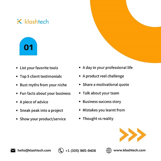 Blog - 25 Reel Ideas for Business Owners - Web Design & Development Company - Klashtech Digital Agency