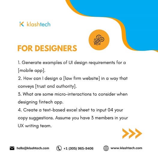 Blog - ChatGPT Prompts for Designers Marketers and Developers - Web Design & Development Company - Klashtech Digital Agency