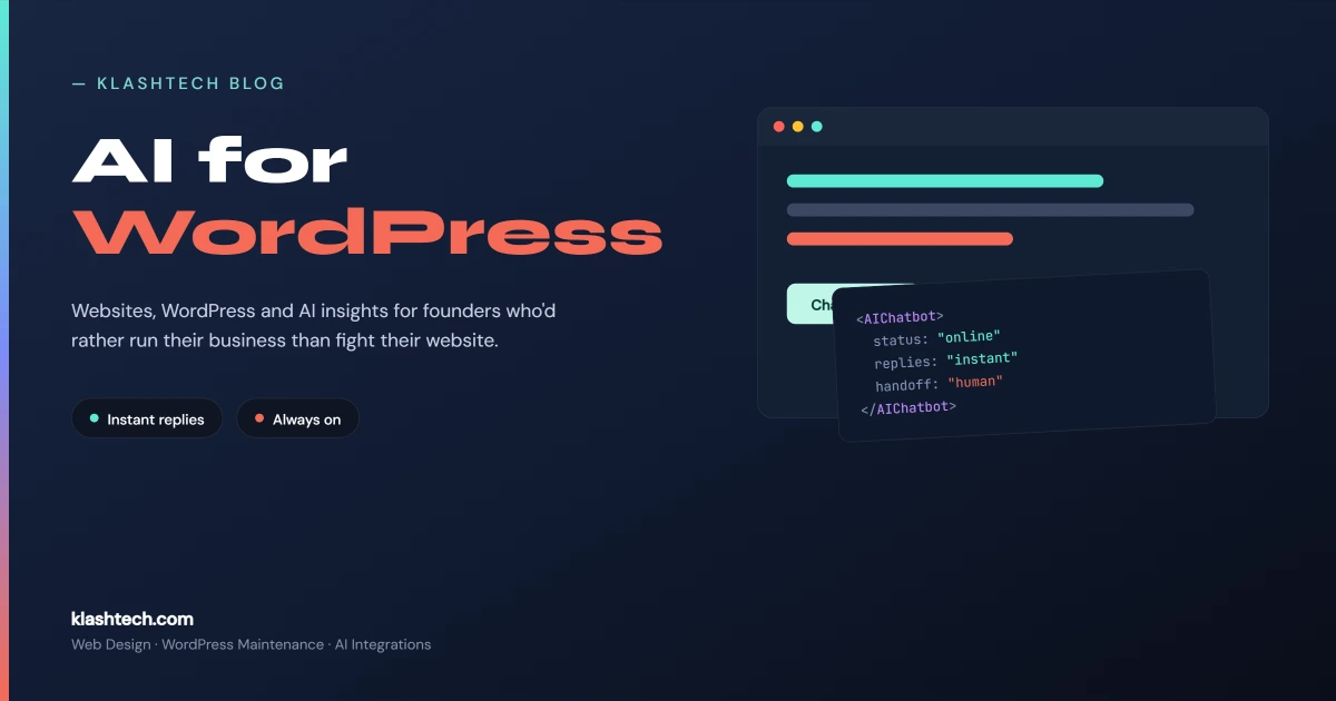 Web Design & Development Company - Klashtech Digital Agency AI chatbot for WordPress for small business - KlashTech