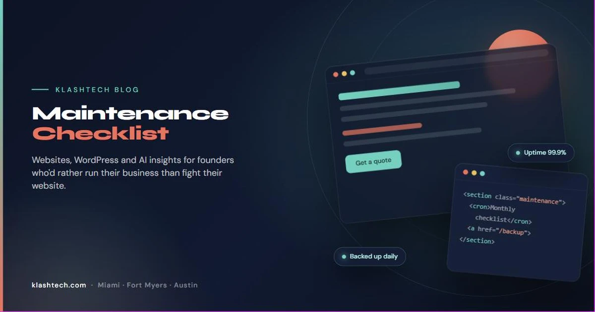 Web Design & Development Company - Klashtech Digital Agency WordPress maintenance checklist for small business - KlashTech