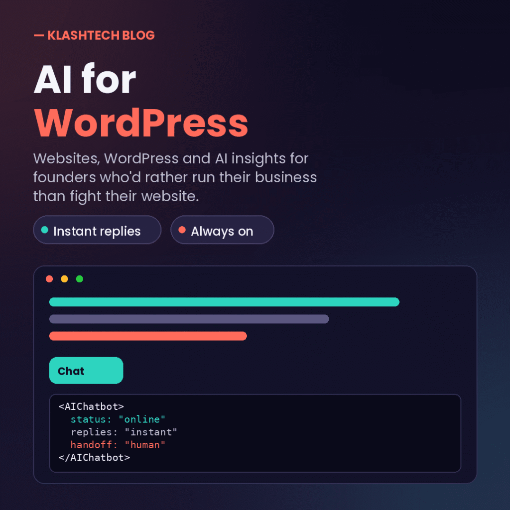 AI chatbot for WordPress - Web Design & Development Company - Klashtech Digital Agency