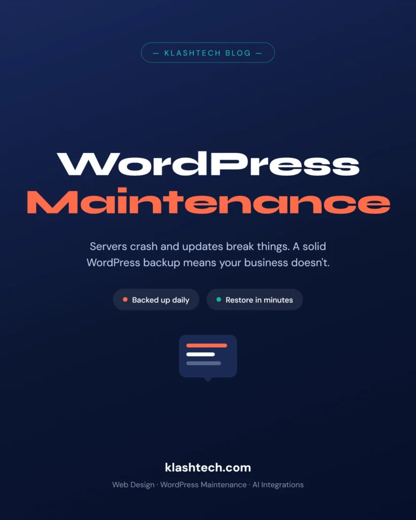 wordpress backup - Web Design & Development Company - Klashtech Digital Agency