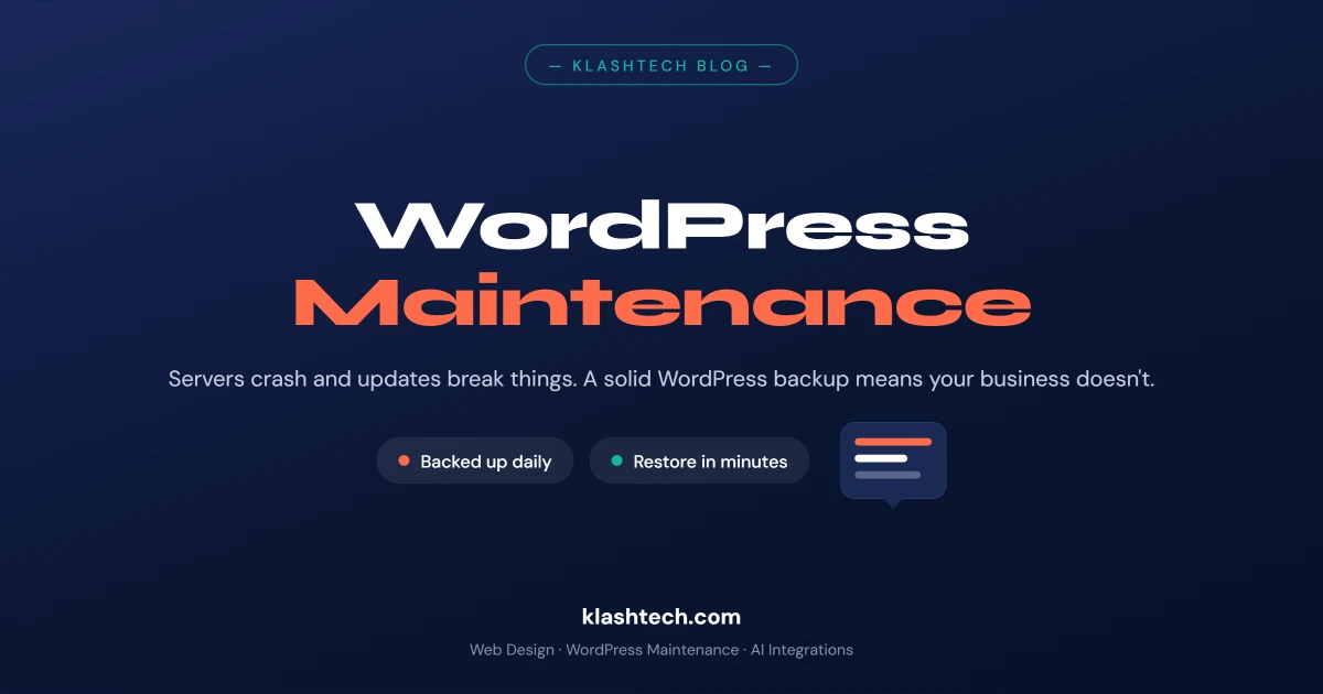Web Design & Development Company - Klashtech Digital Agency WordPress backup guide for small business websites - KlashTech