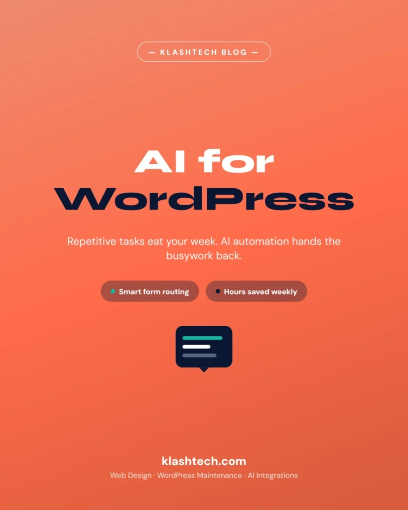 Web Design & Development Company - Klashtech Digital Agency AI automation for WordPress - KlashTech blog graphic