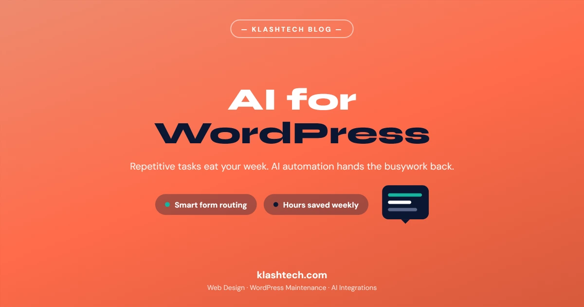 AI automation for WordPress - KlashTech blog graphic