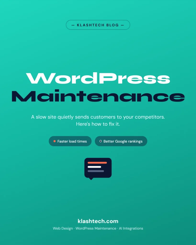 Web Design & Development Company - Klashtech Digital Agency Slow WordPress website fixes for small businesses - KlashTech WordPress maintenance